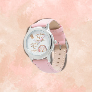 Christelijk Gebed voor kinderen Bruin & Roze   Horloge