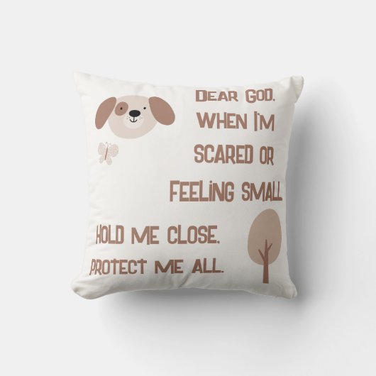 Christelijk Gebed voor kinderen Bruin & Wit | Kussen (Voorkant)