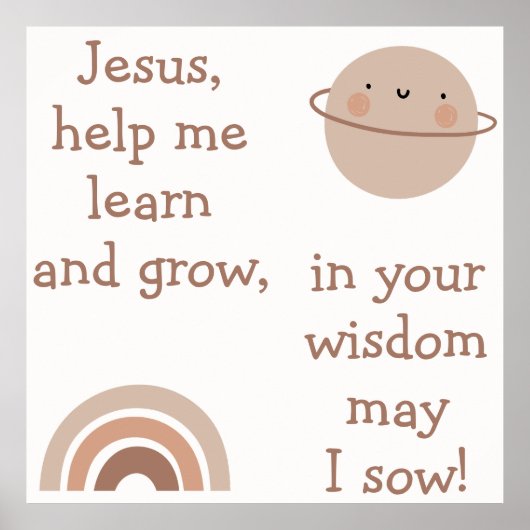 Christelijk gebed voor kinderen Bruin & Wit | Poster (Voorkant)