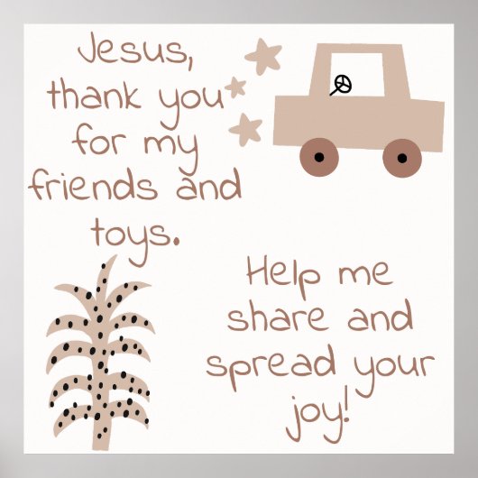 Christelijk Gebed voor kinderen Bruin & Wit | Poster (Voorkant)