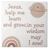 Christelijk Gebed voor kinderen Bruin & Wit | Tegeltje (Voorkant)