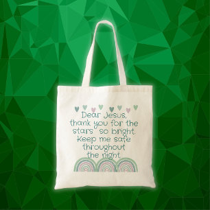 Christelijk Gebed voor kinderen Groen & Roze   Tote Bag