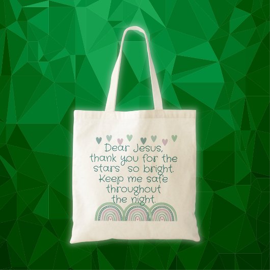 Christelijk Gebed voor kinderen Groen & Roze | Tote Bag