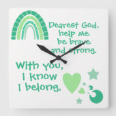 Christelijk Gebed voor kinderen Groen| Vierkante Klok (Voorkant)