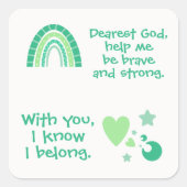 Christelijk Gebed voor kinderen Groen | Vierkante Sticker (Voorkant)