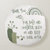 Christelijk Gebed voor kinderen Olive Green | Rond Kussen (Voorkant)