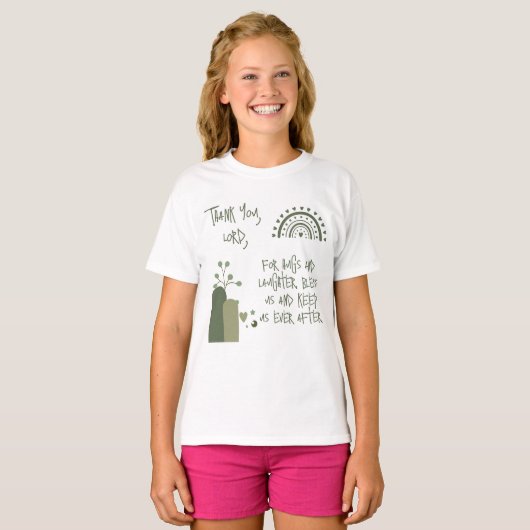 Christelijk Gebed voor kinderen Olive Green | T-shirt (Voorkant volledig)