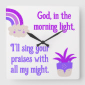 Christelijk Gebed voor kinderen Paarse & Blauw | Vierkante Klok (Voorkant)