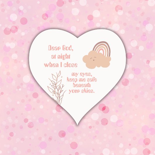 Christelijk Gebed voor kinderen Roze | Hart Sticker