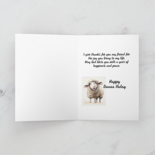 Christelijk Gebed voor Vriend Verjaardag Schaap Hu Feestdagen Kaart (Binnen)