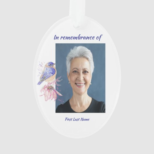 Christelijk gedenkgedicht Bluebird Garden Bird Ornament (achterkant)