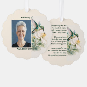Christelijk Gedenkteken Kolibrie Witte Bloemen Ornament Kaart