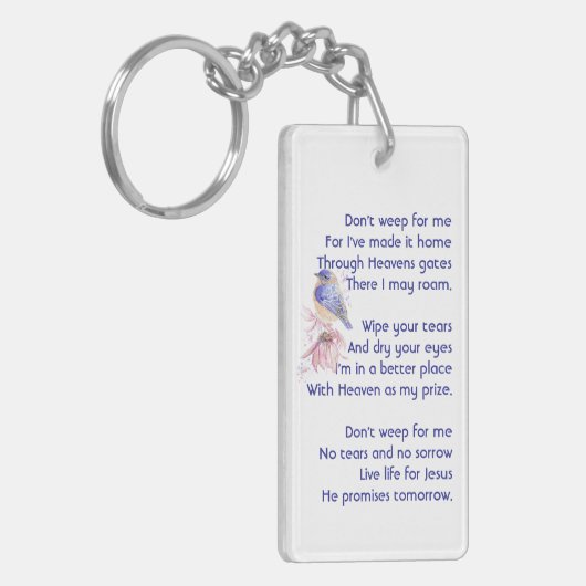 Christelijk gedicht Bluebird Garden Bird Sleutelhanger (Voorkant Links)