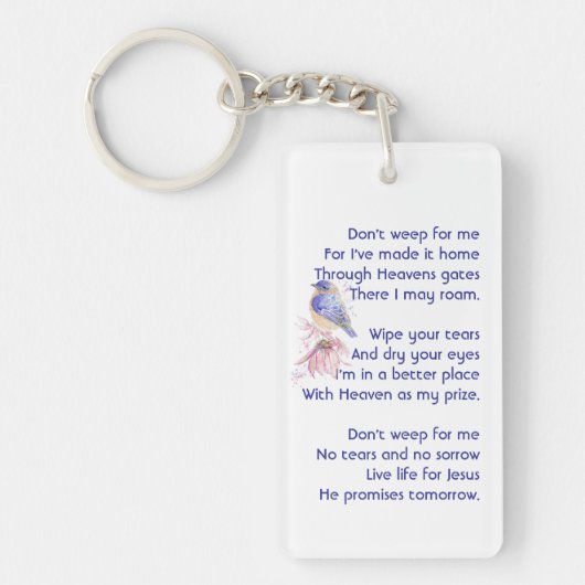 Christelijk gedicht Bluebird Garden Bird Sleutelhanger (Voorkant)
