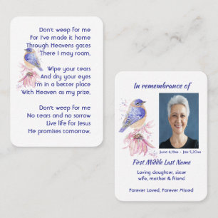 Christelijk gedicht Bluebird Garden Bird Visitekaartje