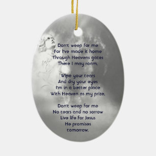 Christelijk gedicht Herdenkingssouvenir Engel Luch Keramisch Ornament