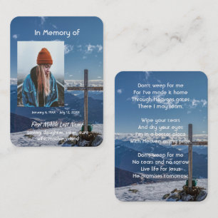 Christelijk gedicht herinneringsgeschenk kruisigin visitekaartje