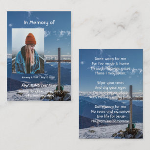 Christelijk gedicht Herinneringssouvenir Kruisigin Visitekaartje