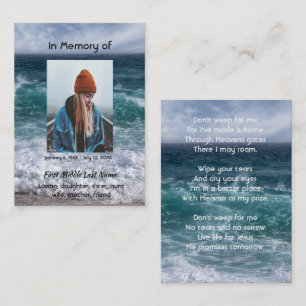 Christelijk gedicht herinneringssouvenir oceaan ze visitekaartje