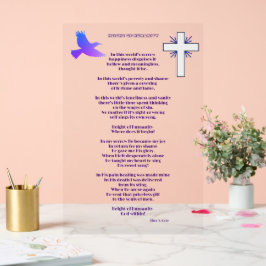 Christelijk gedicht, Hoogte van de Mensheid Acryl Bord