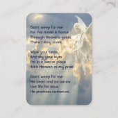 Christelijk gedicht Memorial Keepsake Angel Sky Cl Visitekaartje (Achterkant)