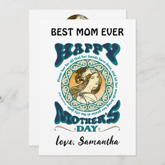 Christelijk geïnspireerde aangepaste Moederdag-Kaa Feestdagenkaart (Voorkant / Achterkant)