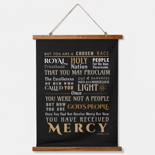 Christelijk geloof 1 Petrus 2:9-10 U bent gekozen  Hangend Wandkleed (Voorkant)