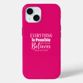 Christelijk Geloof Bijbel Verse Believe Hot Pink Case-Mate iPhone Case (Achterkant)