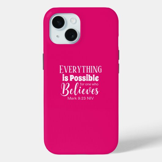 Christelijk Geloof Bijbel Verse Believe Hot Pink Case-Mate iPhone Case (Achterkant)