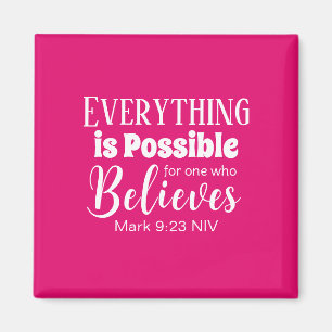 Christelijk Geloof Bijbel Verse Believe Hot Pink Magneet