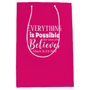 Christelijk Geloof Bijbel Verse Believe Hot Pink Medium Cadeauzakje