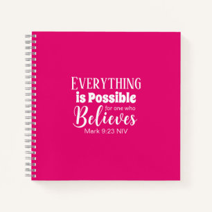 Christelijk Geloof Bijbel Verse Believe Hot Pink Notitieboek