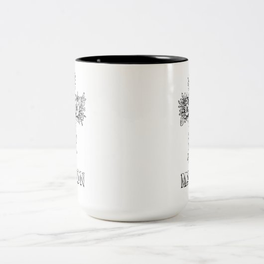 Christelijk Geloof Bloemen Kruis Aangepaste Naam K Tweekleurige Koffiemok (Center)