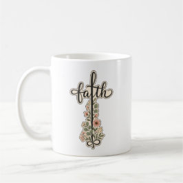 Christelijk geloof Bloemkruis Typografie Ontwerp  Koffiemok