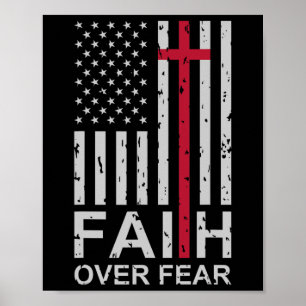 Christelijk geloof boven vrees ons Amerikaanse vla Poster