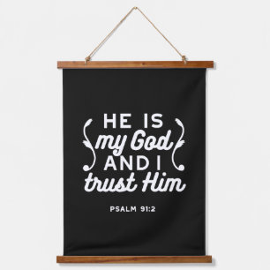 Christelijk geloof citaat – Vertrouw op God Psalm Hangend Wandkleed