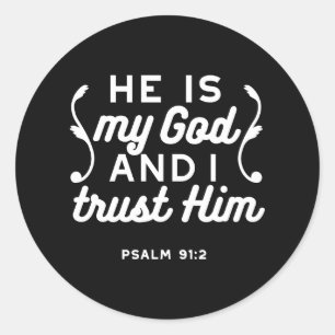 Christelijk geloof citaat – Vertrouw op God Psalm  Ronde Sticker