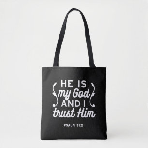 Christelijk geloof citaat – Vertrouw op God Psalm Tote Bag