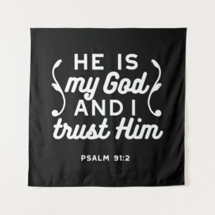 Christelijk geloof citaat – Vertrouw op God Psalm Wandkleed
