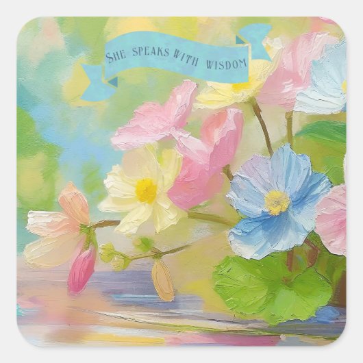 Christelijk geloof citeert moeders, Begonia Flower Vierkante Sticker (Voorkant)