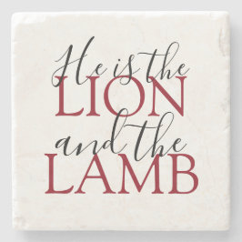 Christelijk geloof dat hij de leeuw en de lamp is stenen onderzetter