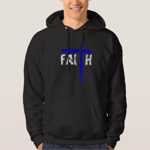 Christelijk Geloof En Kruis Blauwe Lijn Politieage Hoodie