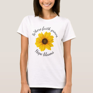 Christelijk geloof groeit Gele bloem geeft hoop T-shirt