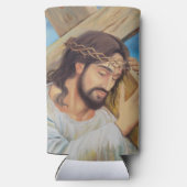 Christelijk geloof Jezus Christus Seltzer Blikjeskoeler (Achterkant)