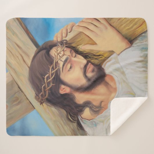 Christelijk geloof Jezus Christus Sherpa Deken (Voorkant (horizontaal))