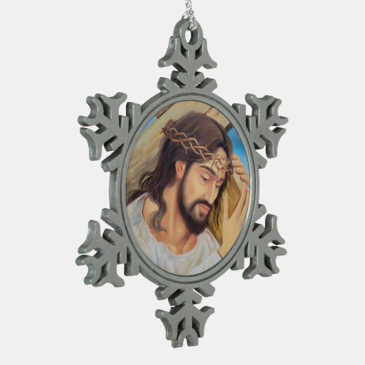 Christelijk geloof Jezus Christus Tin Sneeuwvlok Ornament (Links)