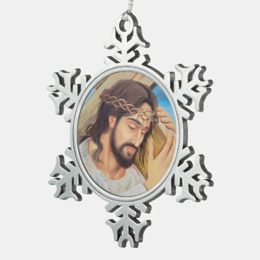 Christelijk geloof Jezus Christus Tin Sneeuwvlok Ornament (Rechts)