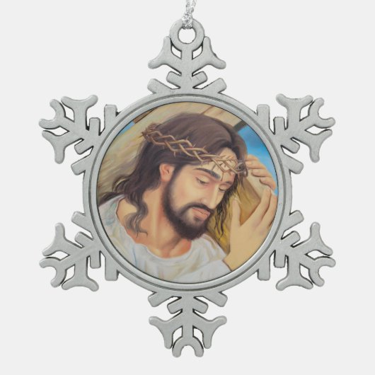Christelijk geloof Jezus Christus Tin Sneeuwvlok Ornament (Voorkant)