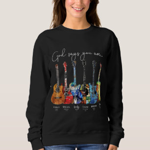 Christelijk geloof Jezus Guitar God zegt dat je be Trui