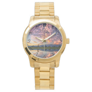Christelijk geloof kruis met Psalm 25:12 Horloge
